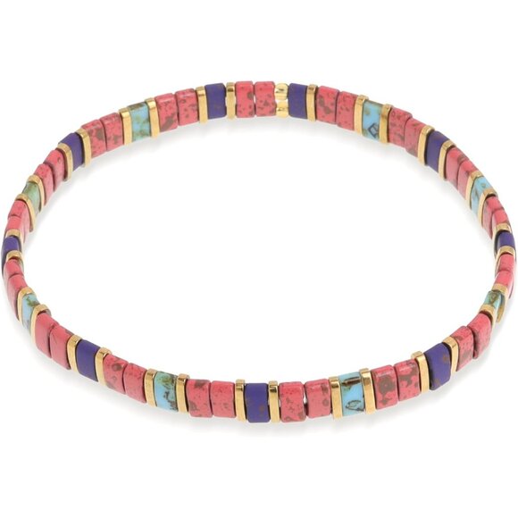 Colorful Tila Flat Beads Stretch Bracelets for Women Beaded Link Bracelet Summer - Picture 1 of 6